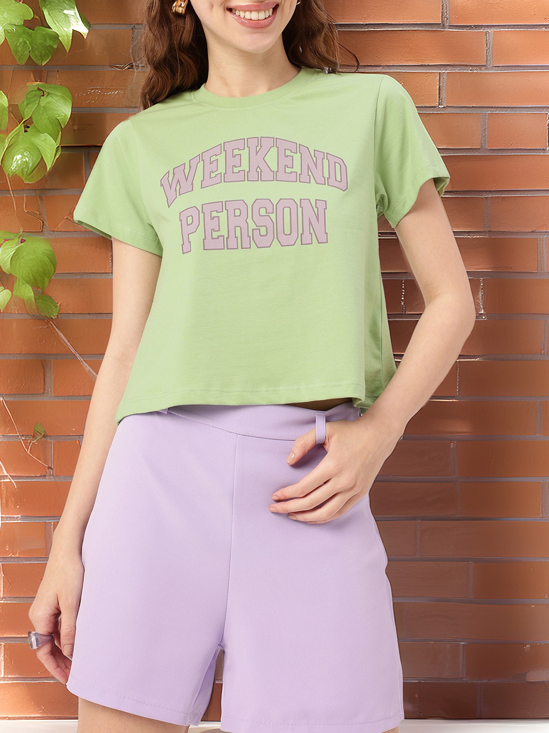 

Grunge Perfect Weekend Time Printed T-shirt, Green