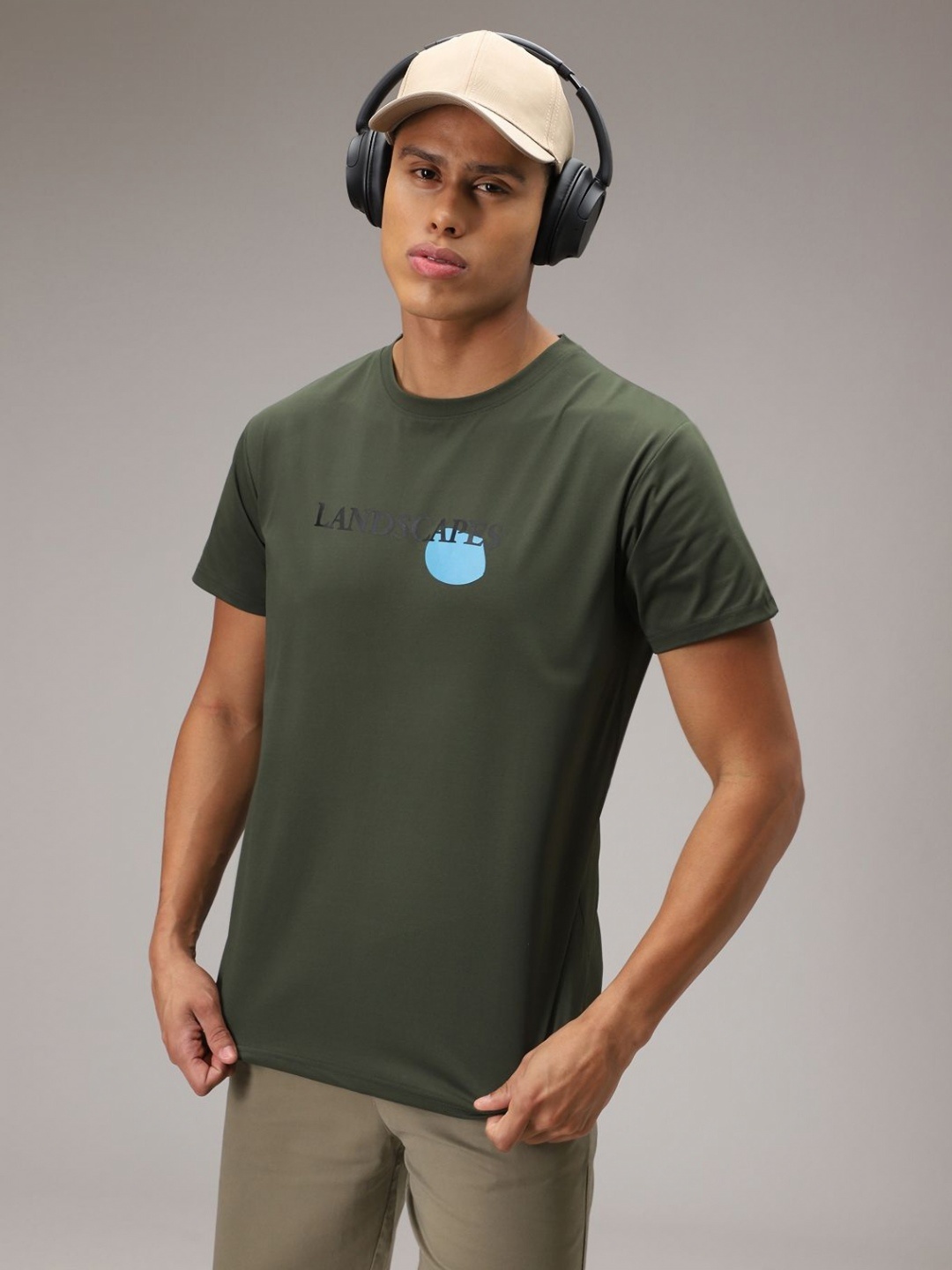

Banana Club Men Typography Printed Round Neck T-shirt, Olive