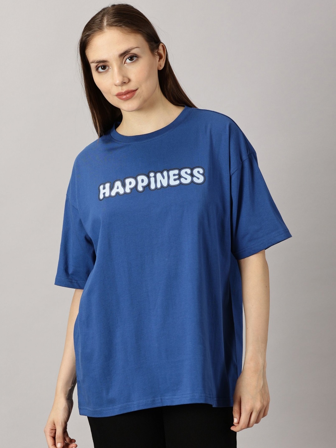 

THE HOLLANDER Women Typography Applique T-shirt, Blue