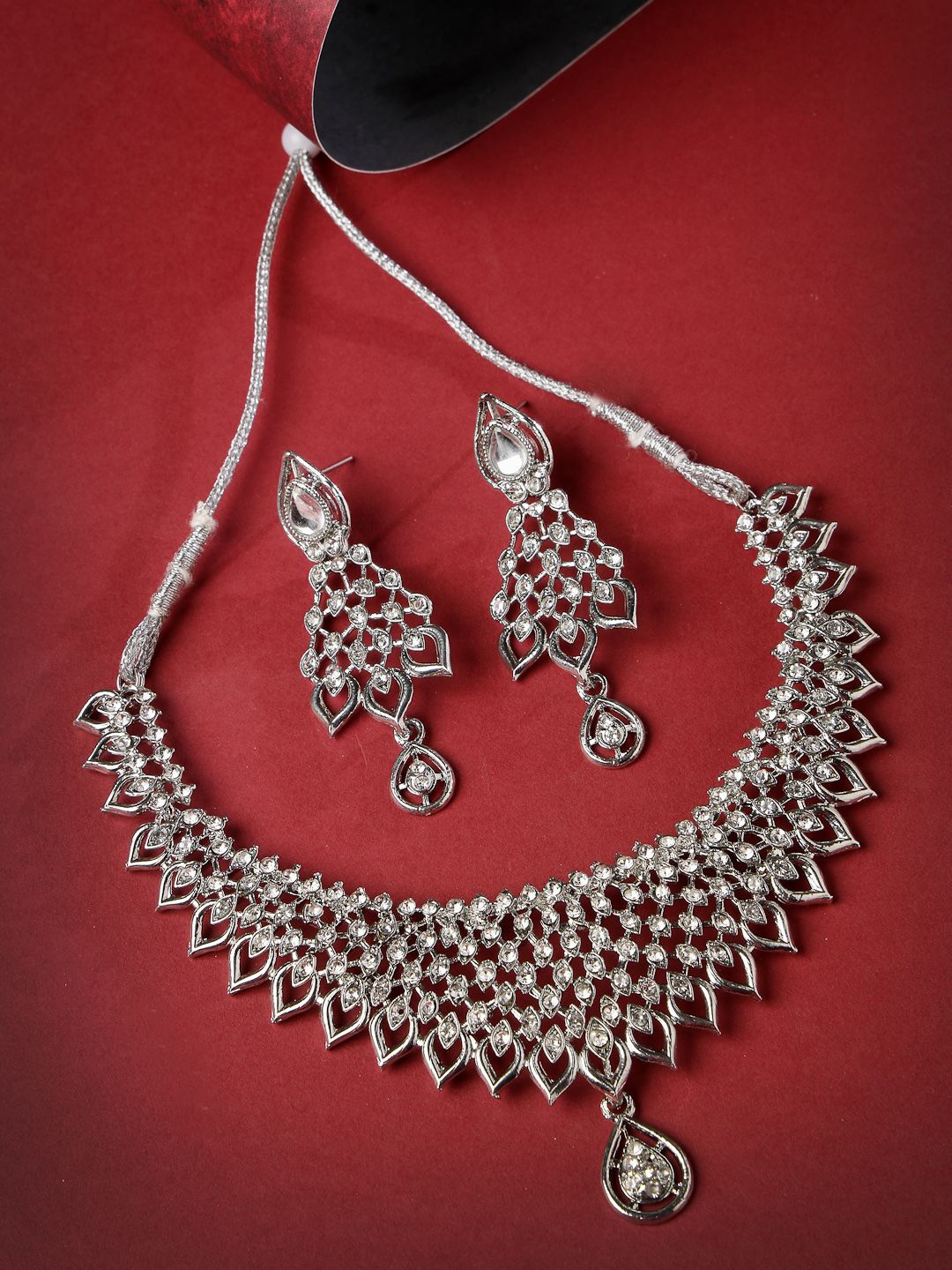 

Sukkhi Rhodium Plated AD Studded Jewellery Set, Silver