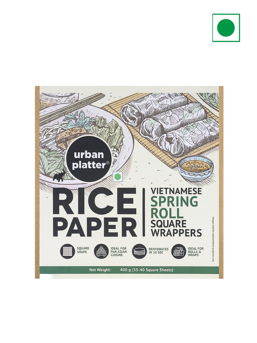 

URBAN PLATTER White Large Rice Paper Sheets Munchies 400g