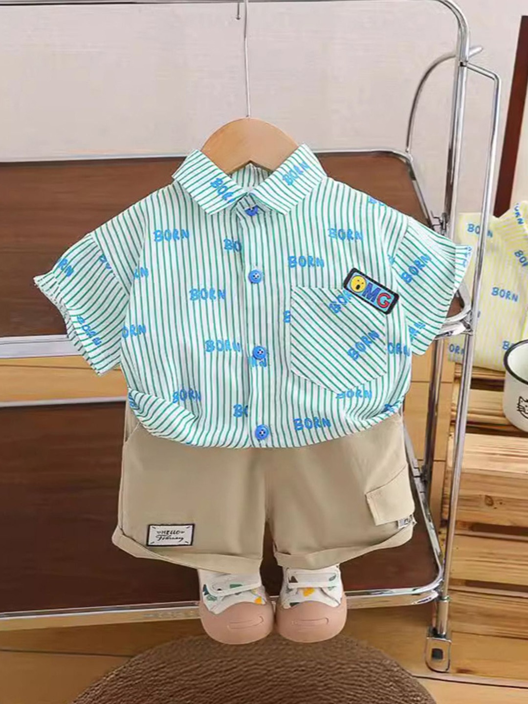 

INCLUD Boys Striped Shirt With Shorts, Blue