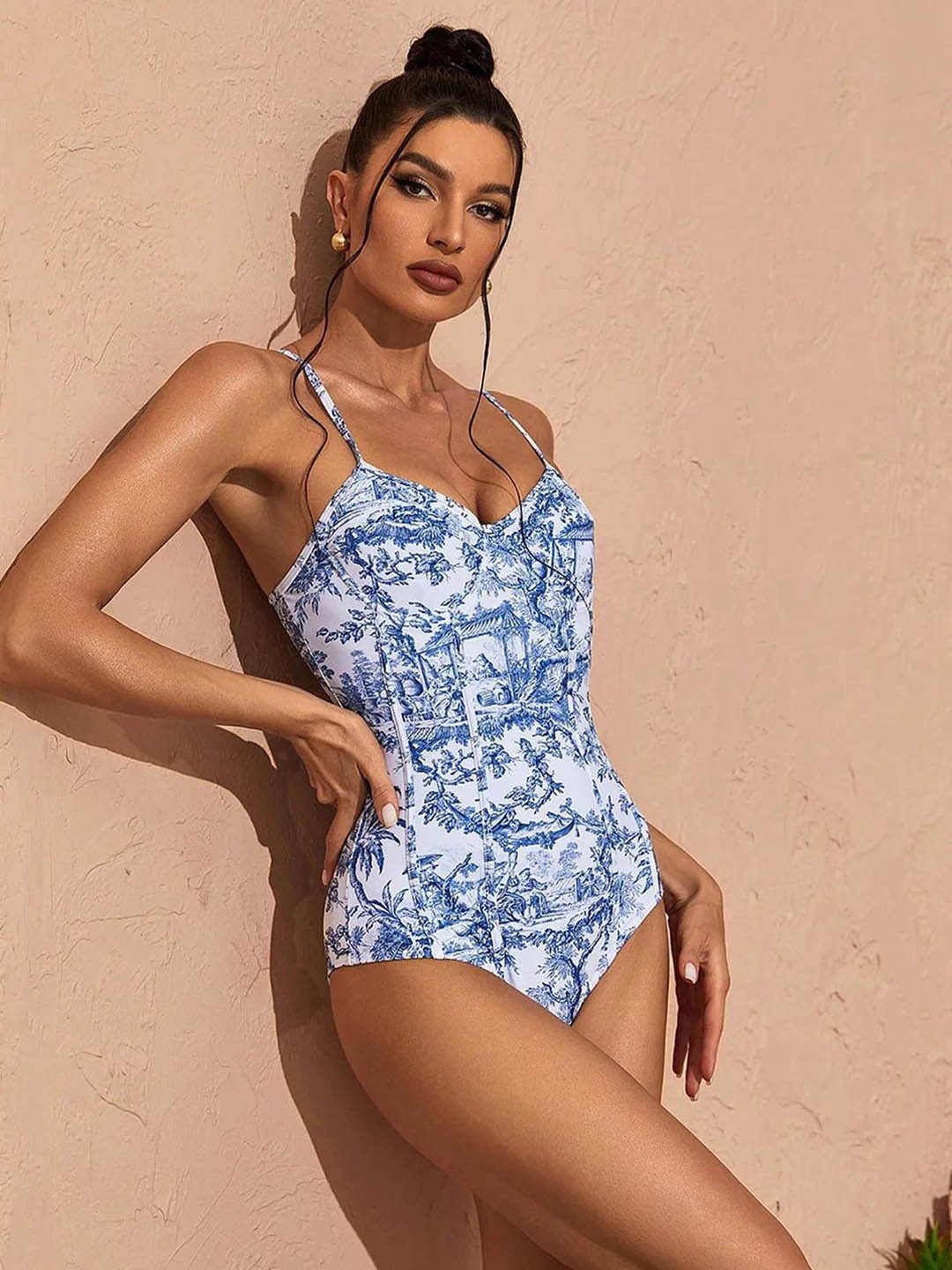 

Addery Printed Monokini with Sarong, Blue