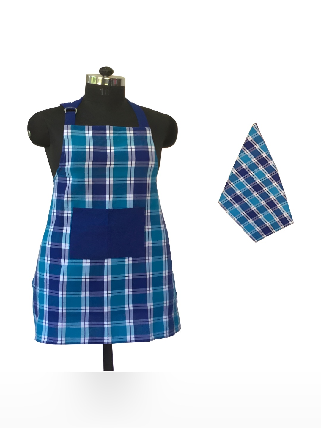

Lushomes Blue & White 2 Pieces Pure Cotton Apron & Towel Set