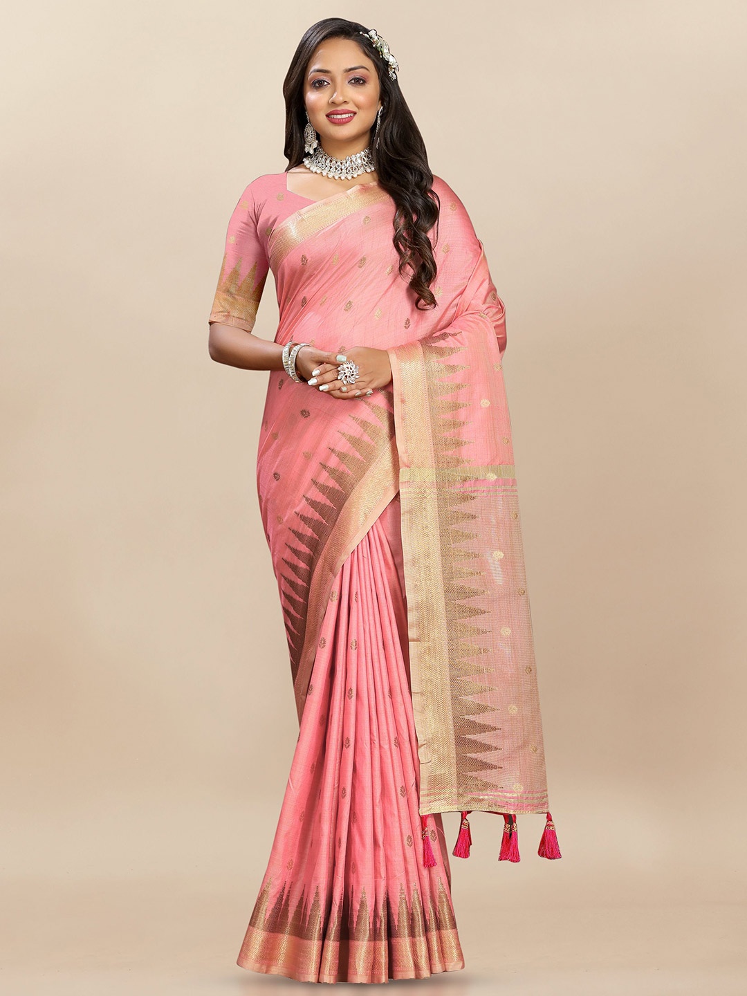 

Upalksh Woven Design Zari Banarasi Saree, Peach