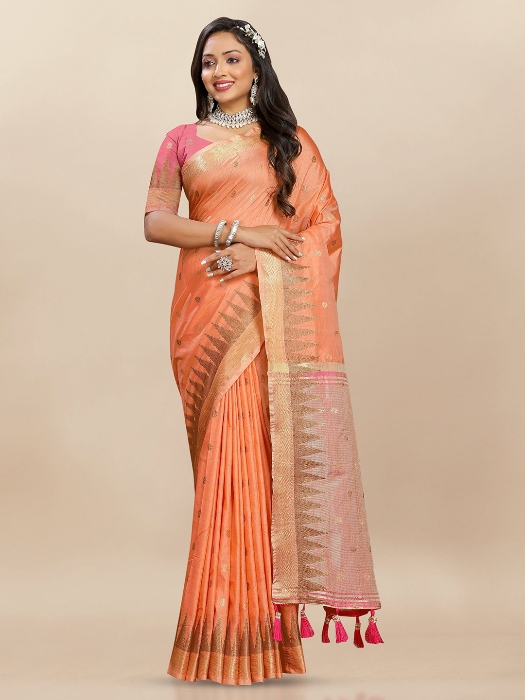 

Upalksh Woven Design Zari Banarasi Saree, Orange