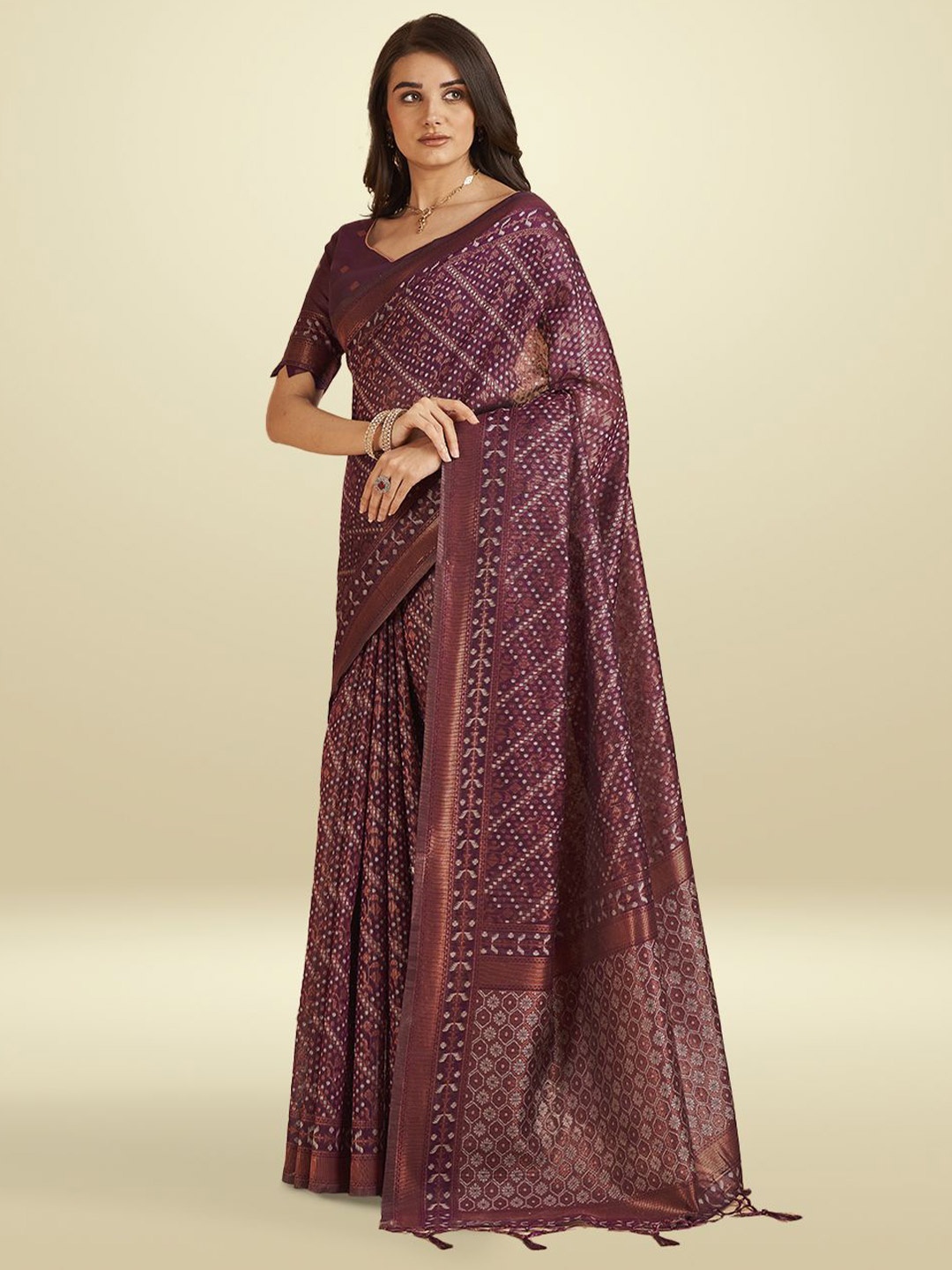 

Aura Ethnic Motifs Zari Pure Cotton Saree, Mauve
