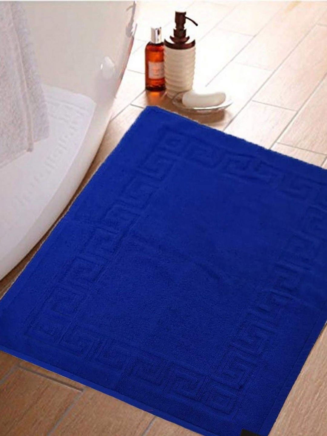 

Lushomes Blue Cotton Super Soft & Anti-Skid 300 GSM Bath Rugs