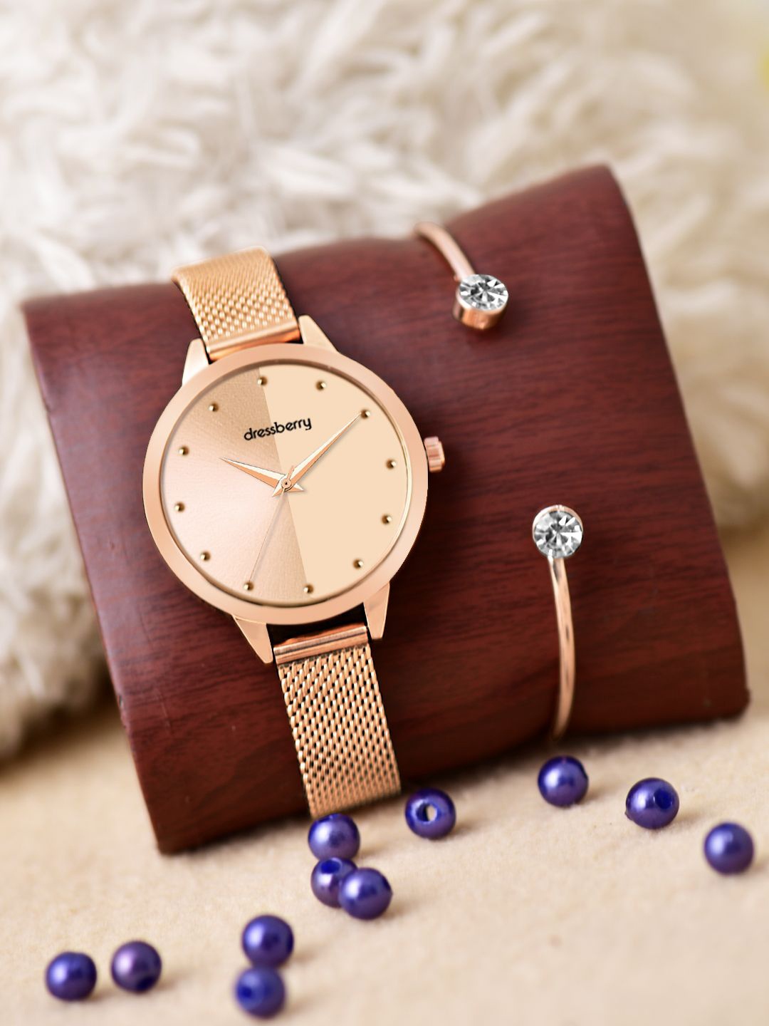 

DressBerry Women Watch Gift Set, Rose gold