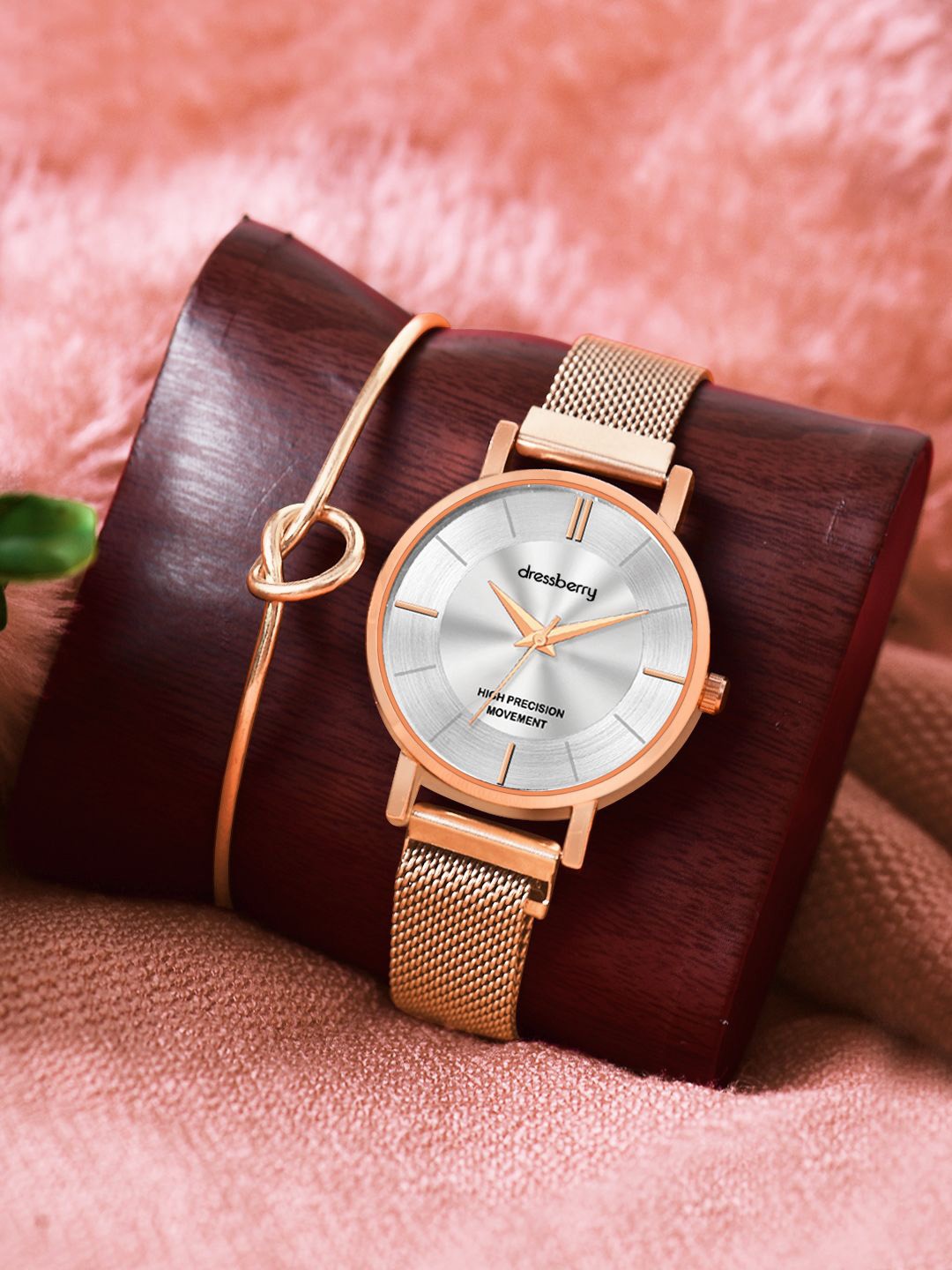 

DressBerry Women Watch Gift Set-DBWJ24 Set-33, Rose gold