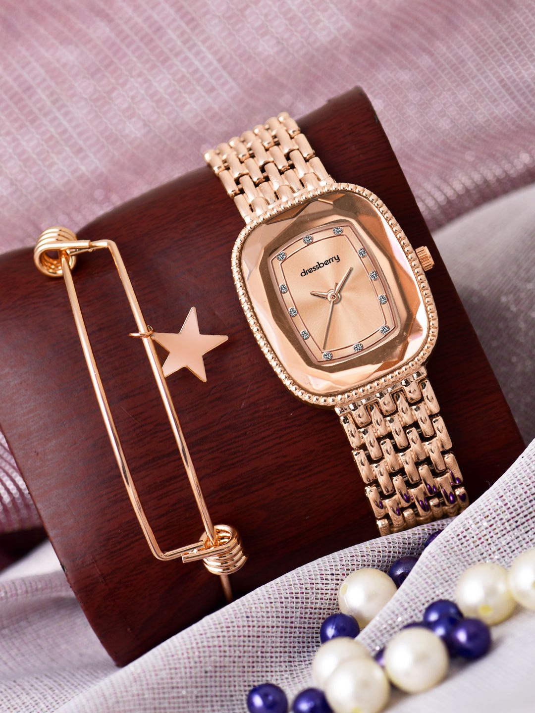 

DressBerry Women Watch Gift Set, Rose gold
