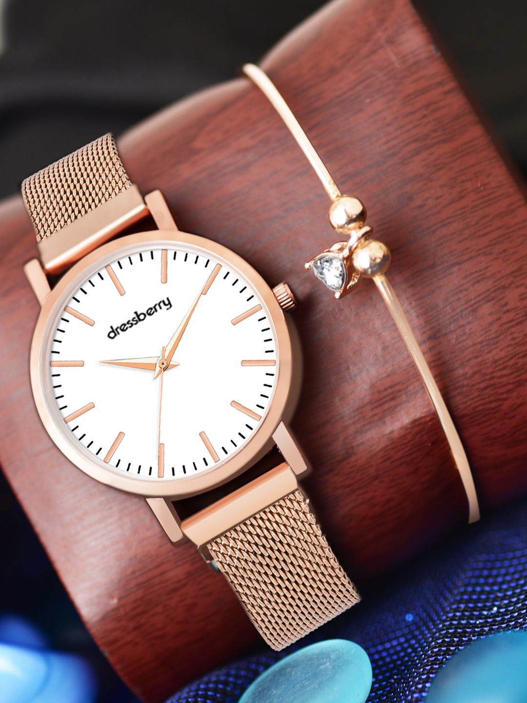 

DressBerry Women Watch Gift Set DBWJ24 Set-08, Rose gold