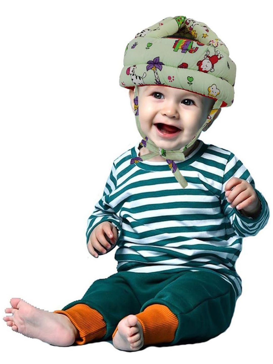

NeonateCare Kids Unicorn Printed Cushioned Adjustable Safety Helmet, Green