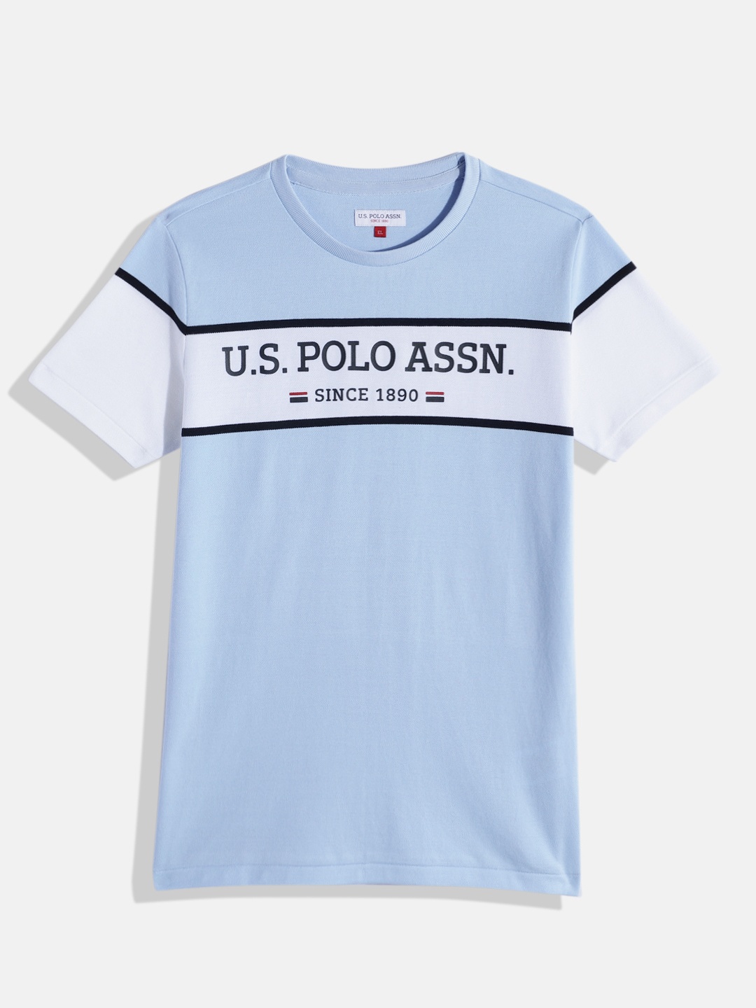 

U.S. Polo Assn. Kids Boys Brand Logo Printed Pure Cotton T-shirt, Blue