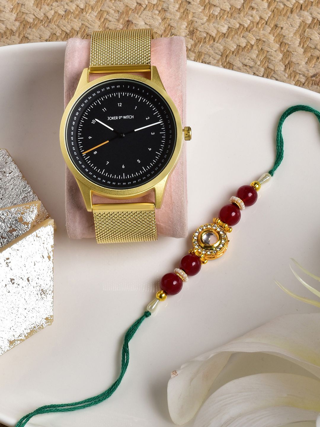 

JOKER & WITCH Rakhi With Watch Gift Set, Gold