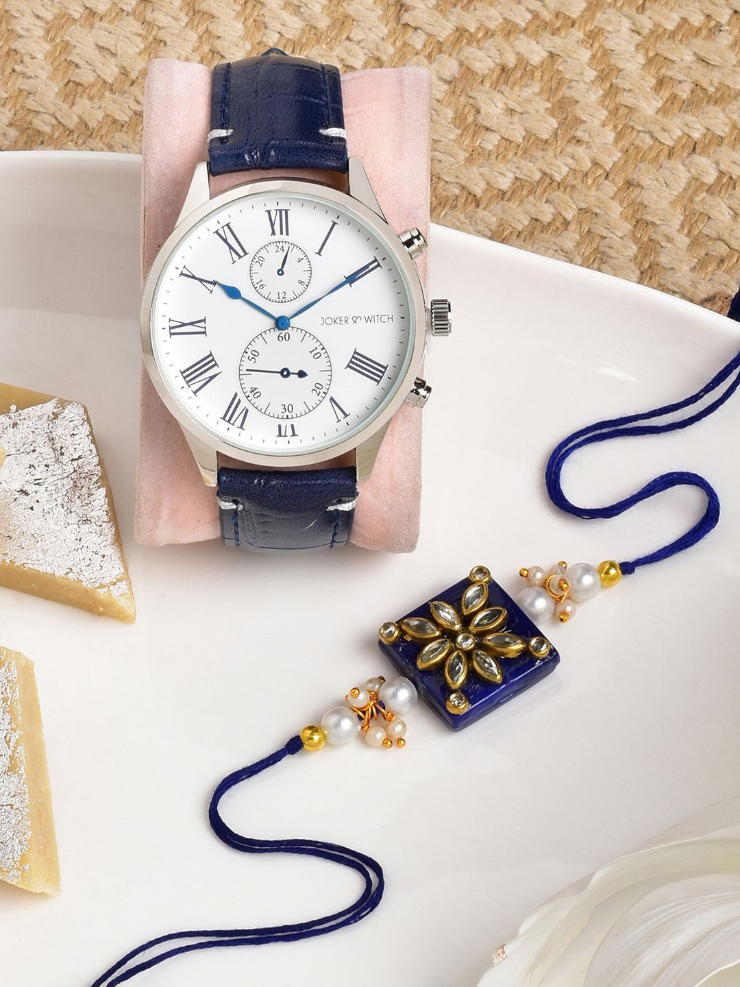 

JOKER & WITCH Rakhi With Watch Gift Set, Navy blue