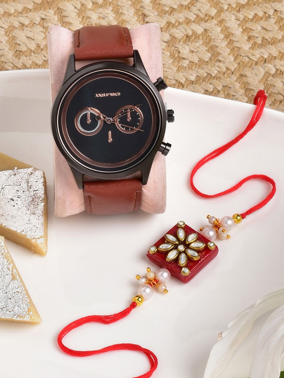 

JOKER & WITCH Rakhi With Watch Gift Set, Brown