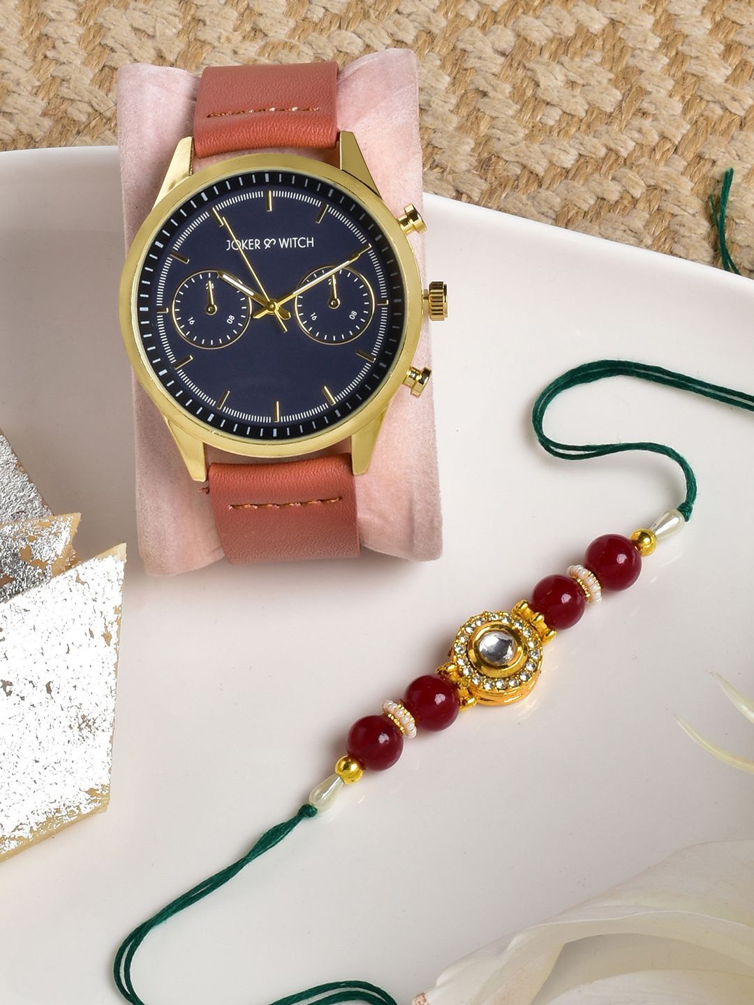 

JOKER & WITCH Men Analogue Watch With Rakhi Gift Set, Tan
