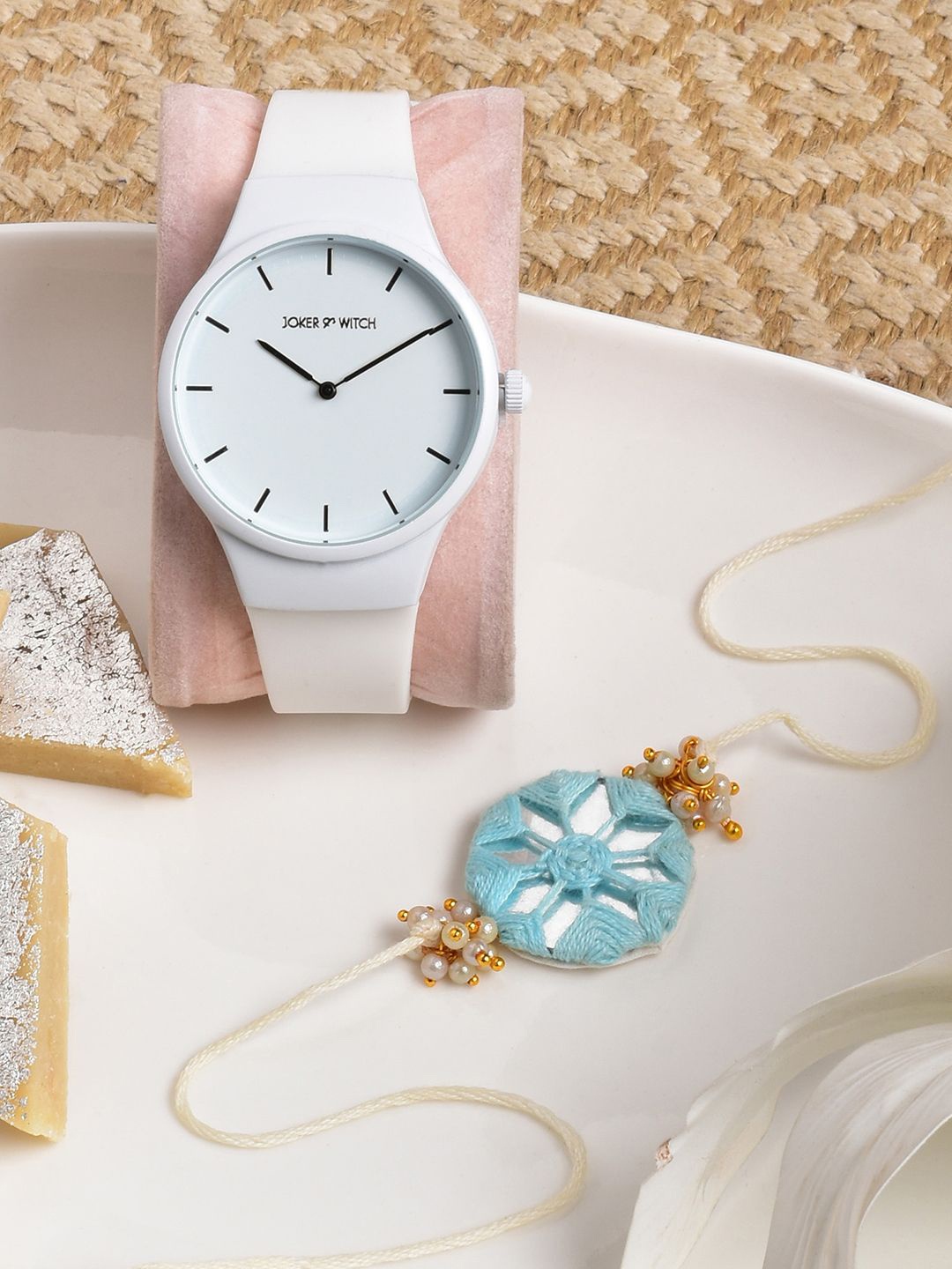 

JOKER & WITCH Rakhi With Watch Gift Set, White