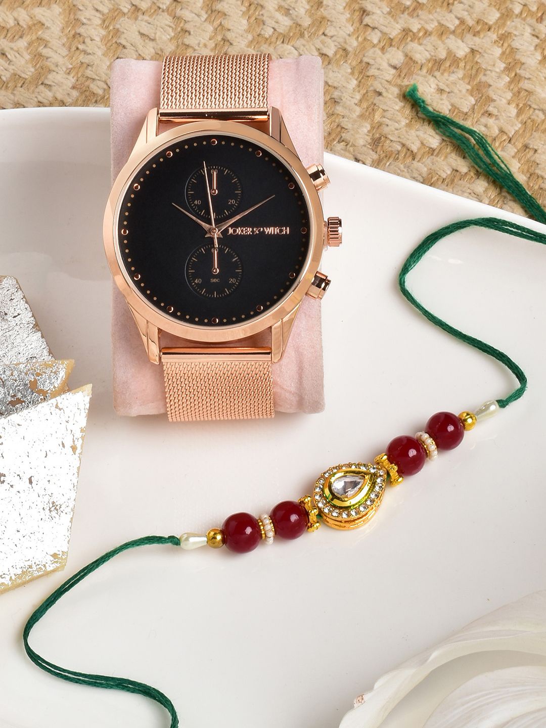 

JOKER & WITCH Men Analogue Watch With Rakhi Gift Set, Rose gold