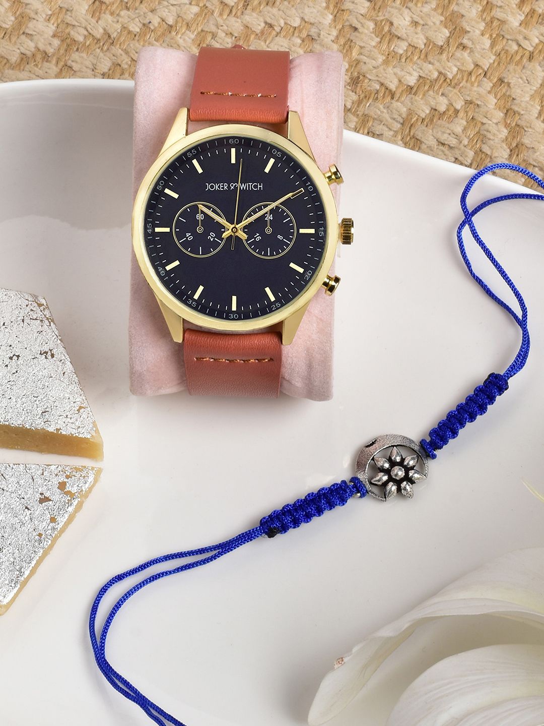 

JOKER & WITCH Men Analogue Watch With Rakhi Gift Set, Tan