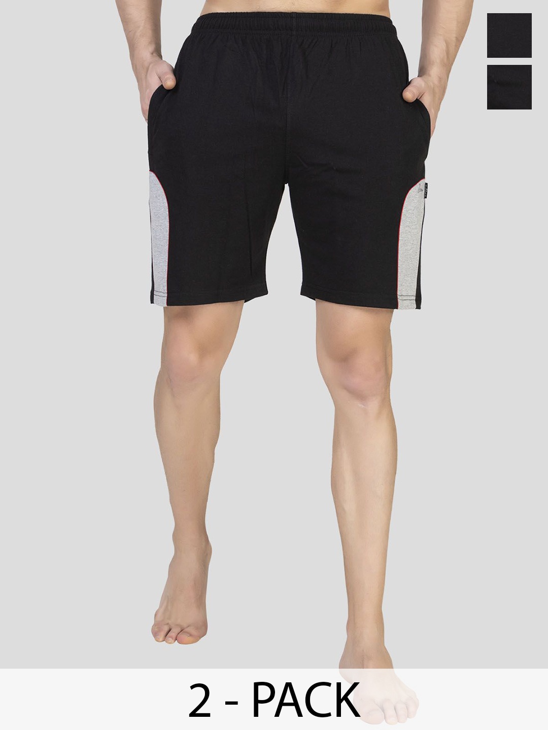 

ZEFFIT Men Running Sports Shorts PACK OF 2, Black
