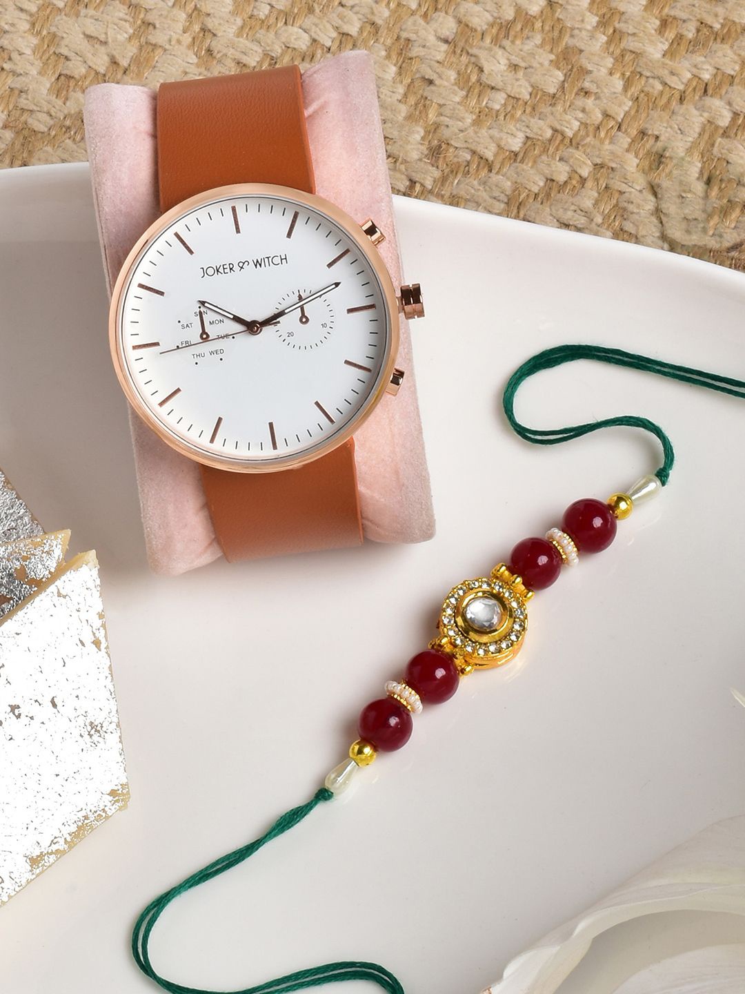 

JOKER & WITCH Men Analogue Watch With Rakhi Gift Set, Brown