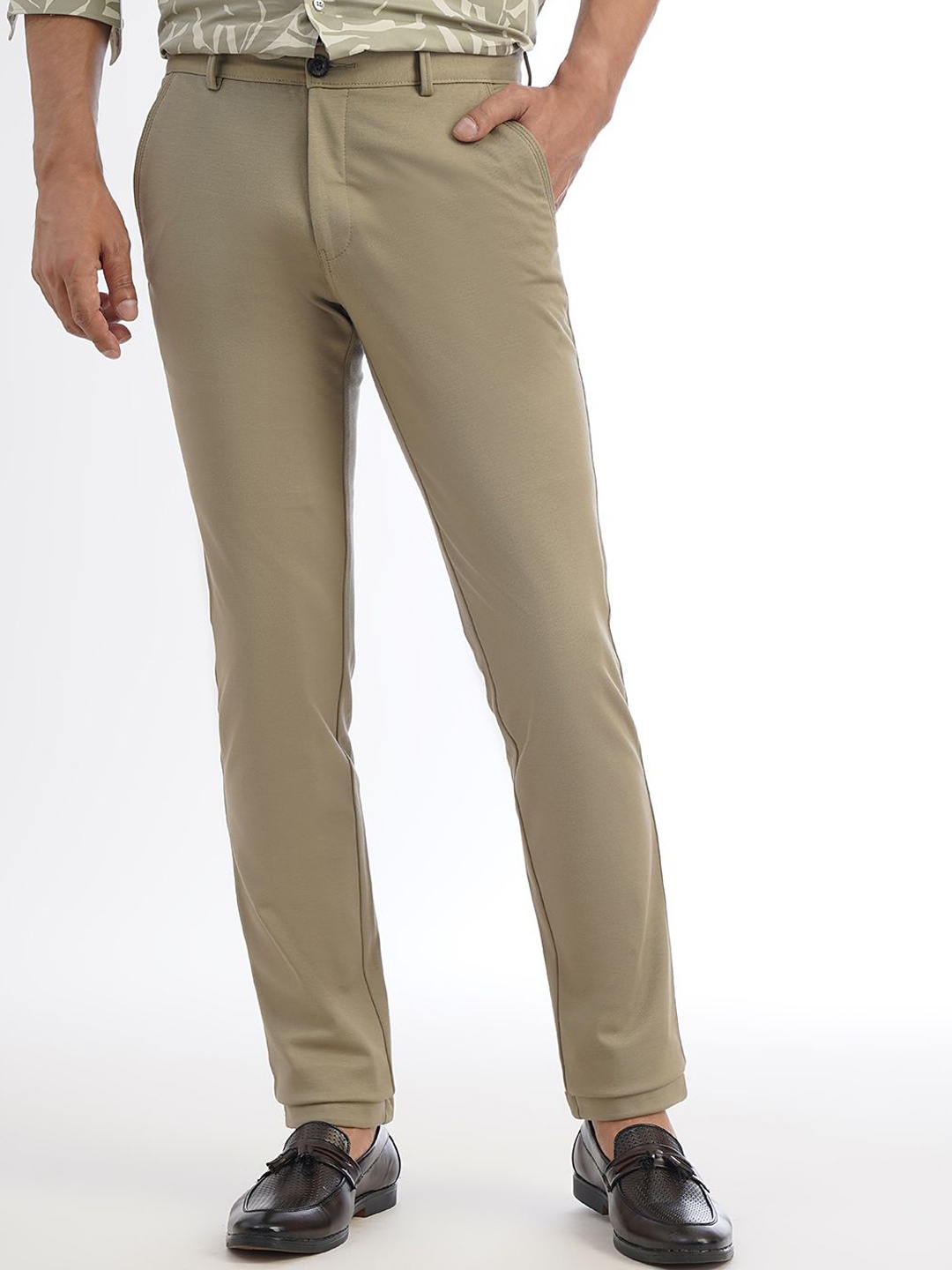 

JB STUDIO Men Mid-Rise Slim Fit Trousers, Beige