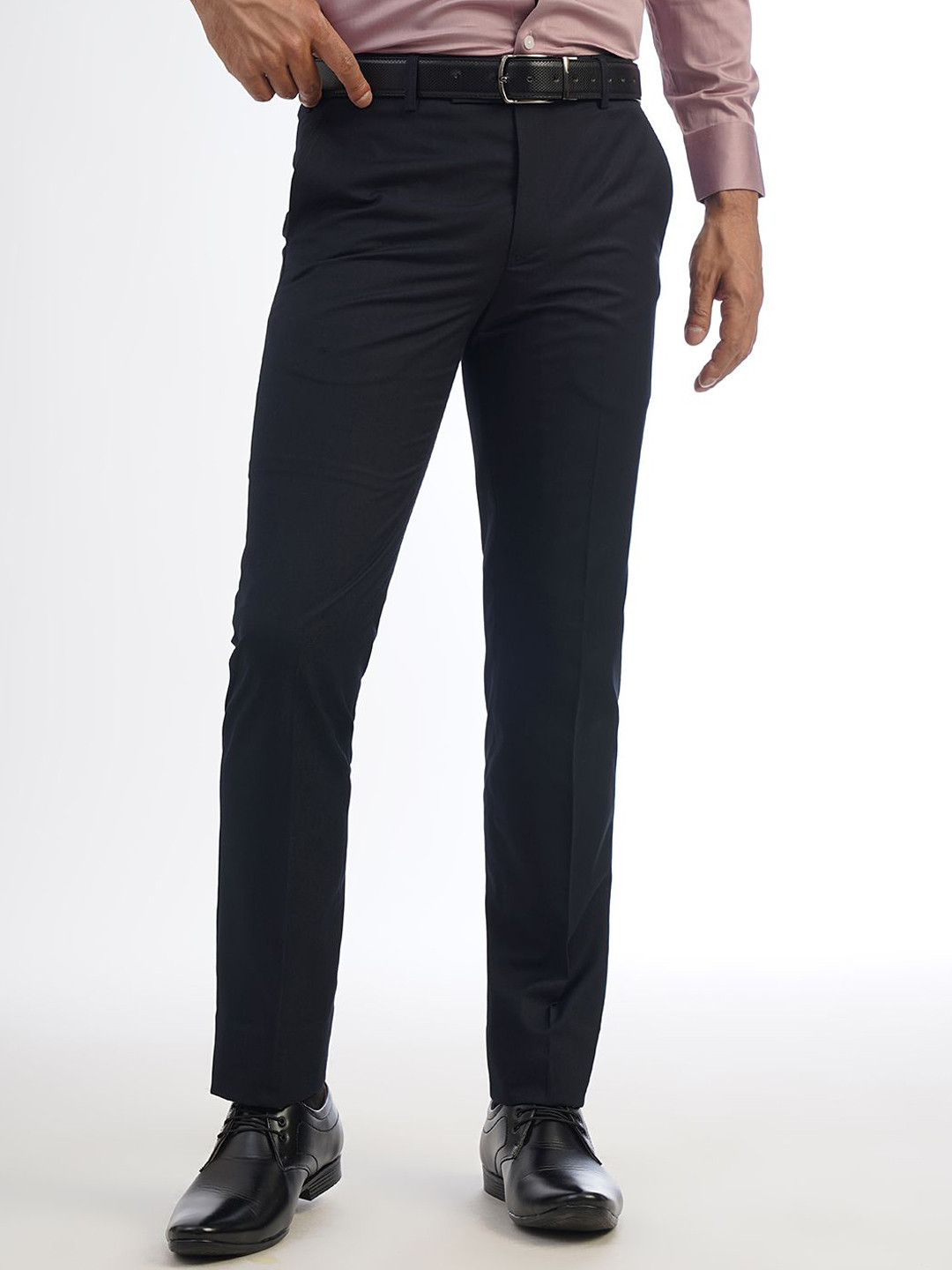 

METAL Men Mid-Rise Slim Fit Formal Trouser, Navy blue