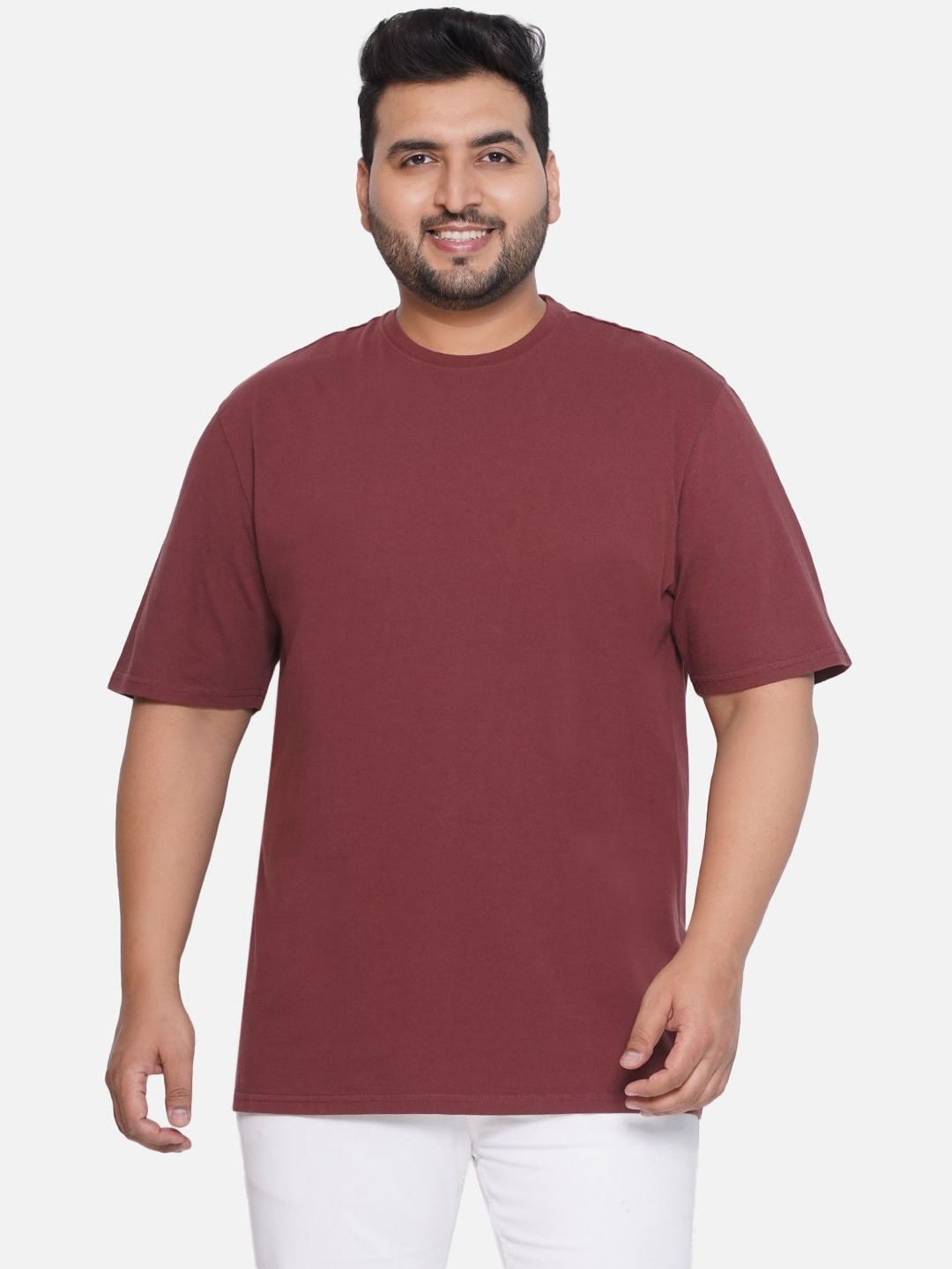 

Santonio Men Plus Size Solid T-shirt, Maroon