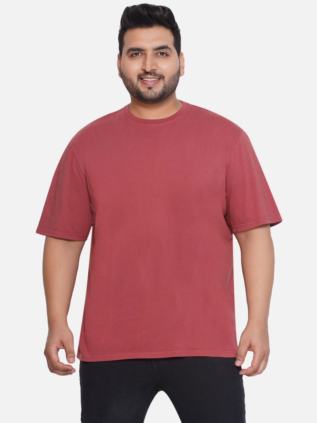 

Santonio Men Plus Size Solid Drop-Shoulder Sleeves Pockets T-shirt, Maroon