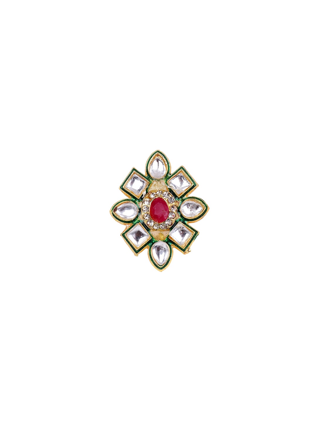 

CARDINAL Gold Plated Kundan Studded Finger Ring