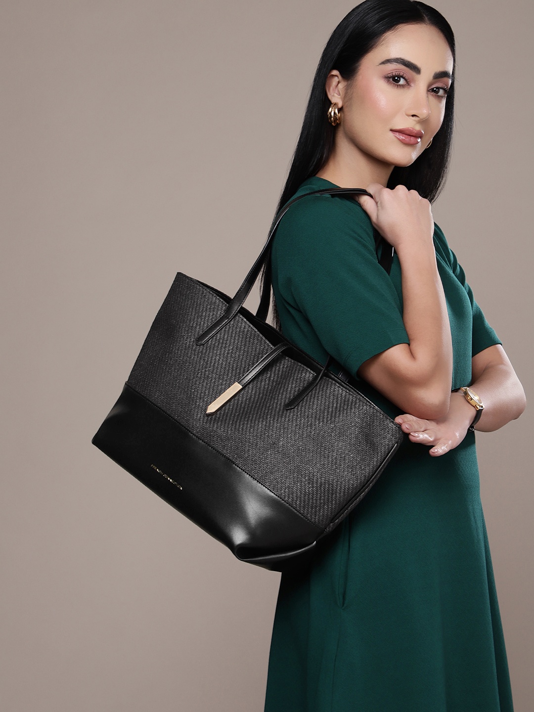 

French Connection Structured Shoulder Bag, Black