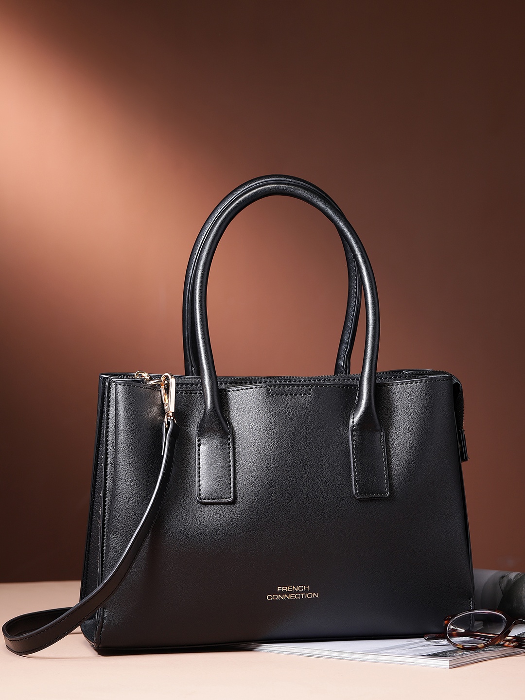 

French Connection Structured Handheld Bag, Black