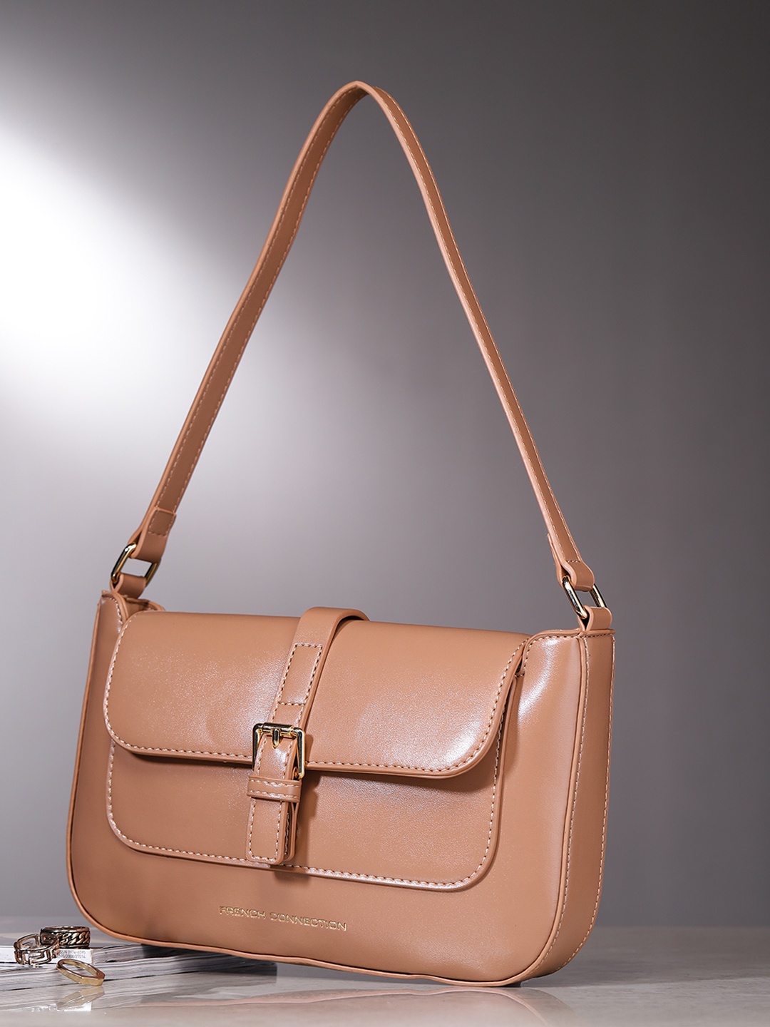 

French Connection Structured Shoulder Bag, Brown