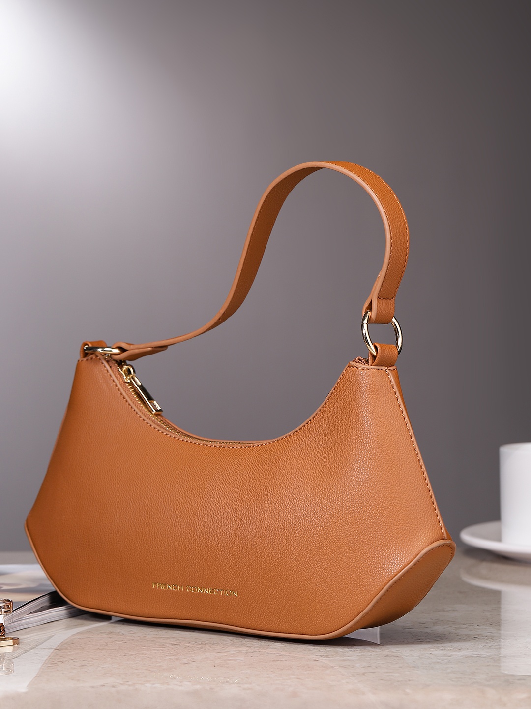

French Connection Structured Shoulder Bag, Tan