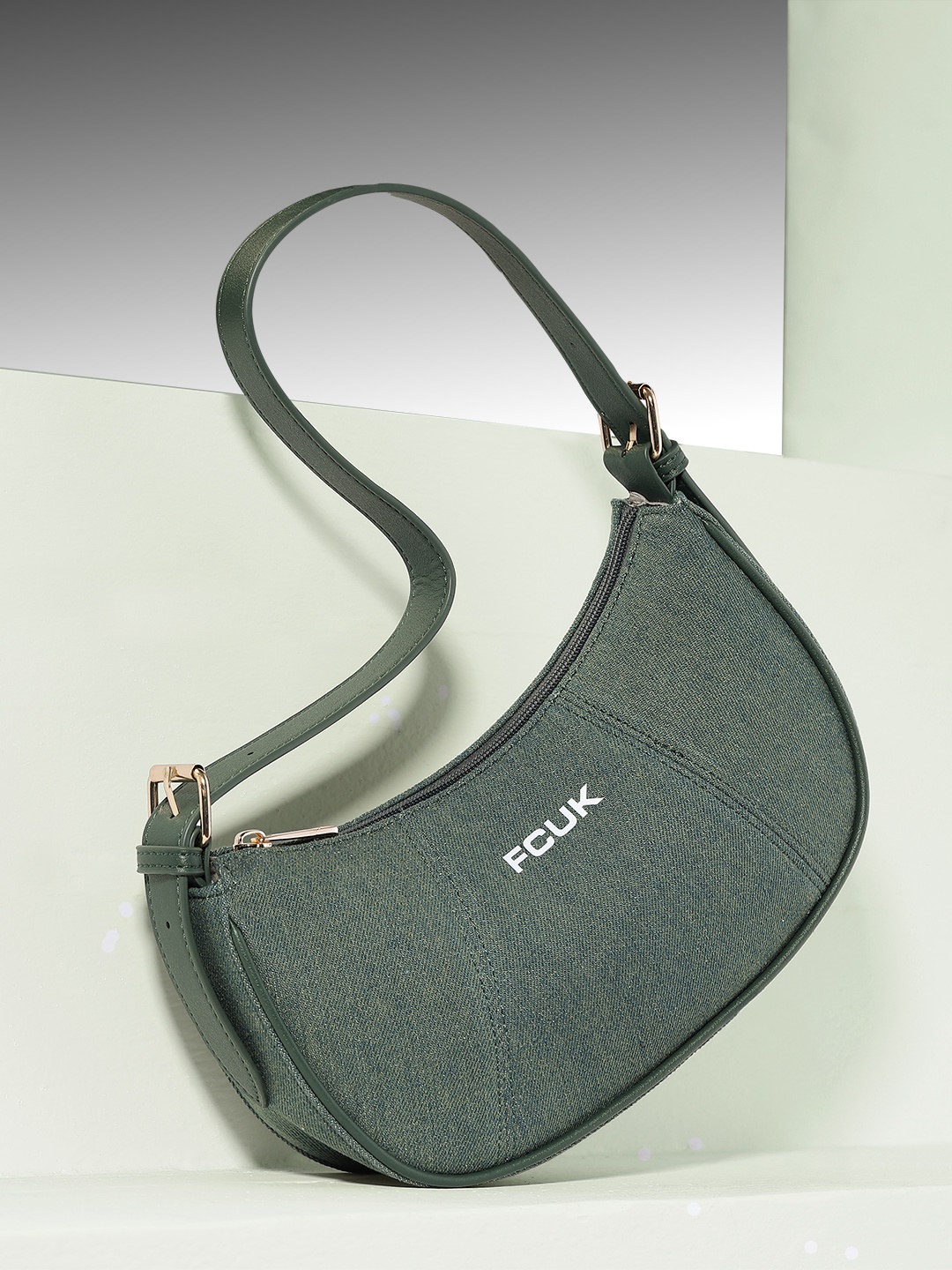 

French Connection Half Moon Shoulder Bag, Green