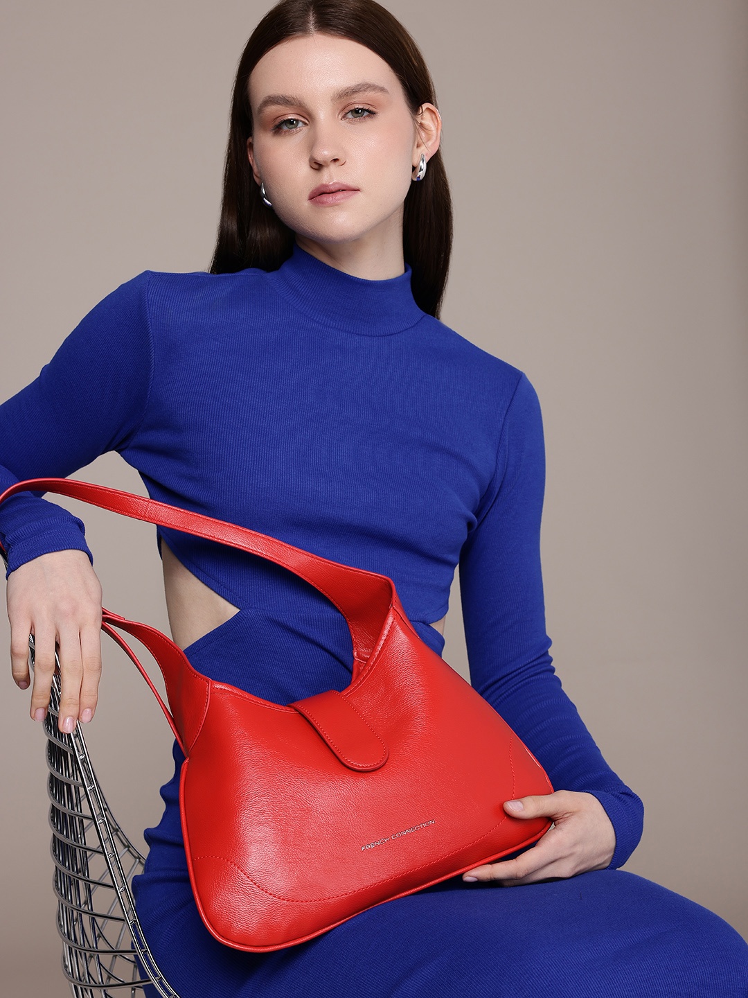

French Connection Structured Shoulder Bag, Red