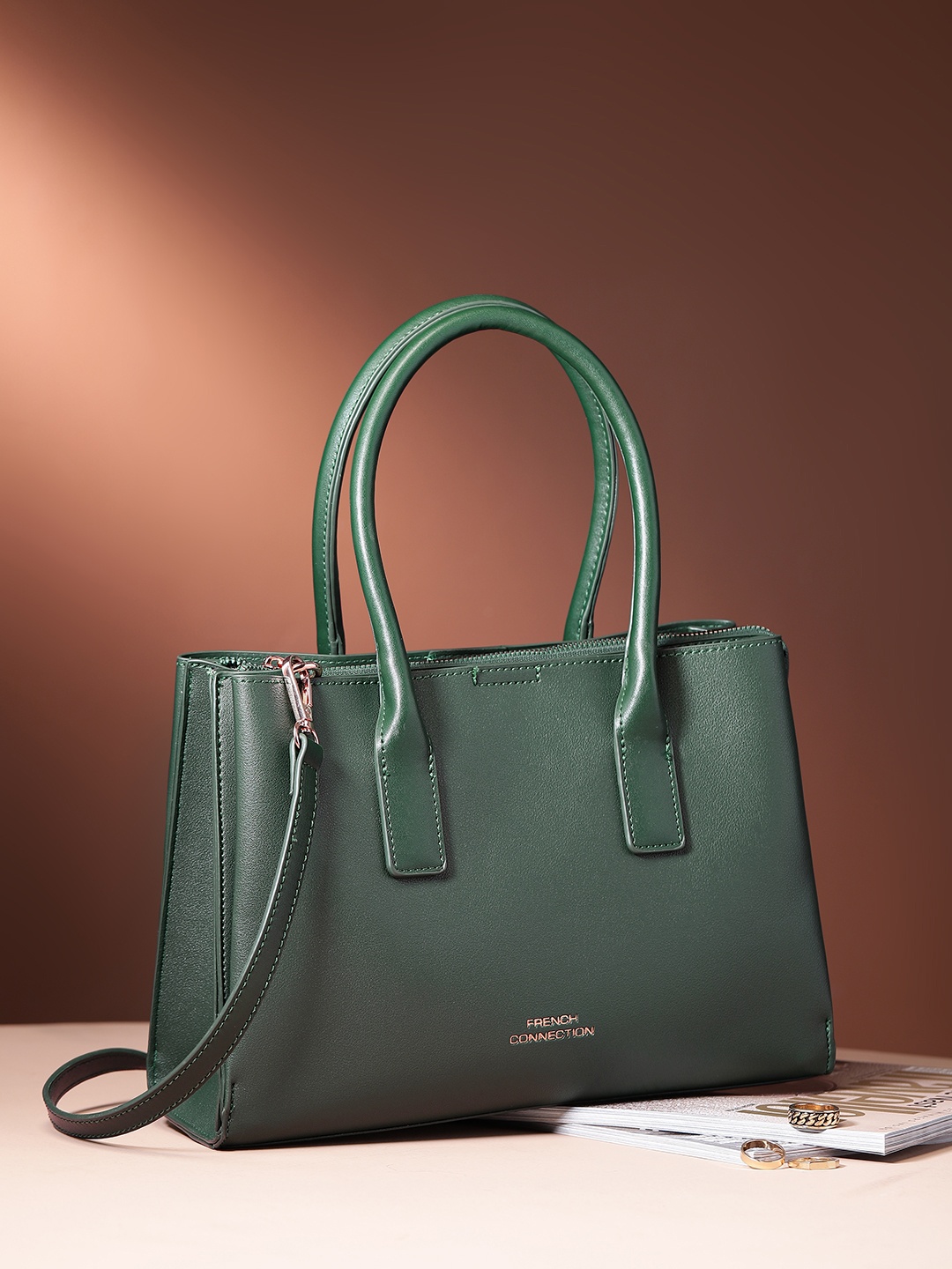 

French Connection Structured Shoulder Bag, Green