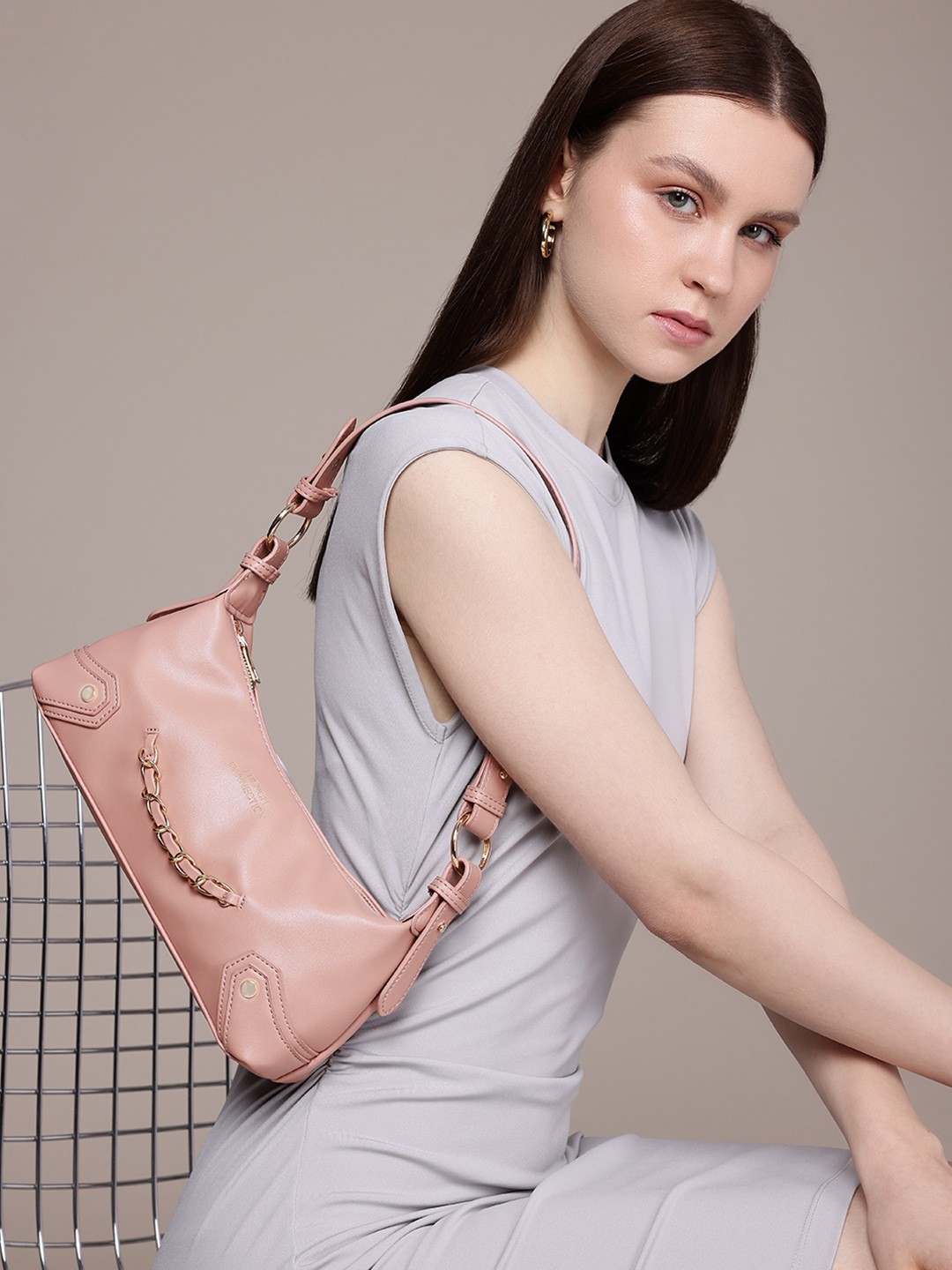 

French Connection Structured Hobo Bag, Pink