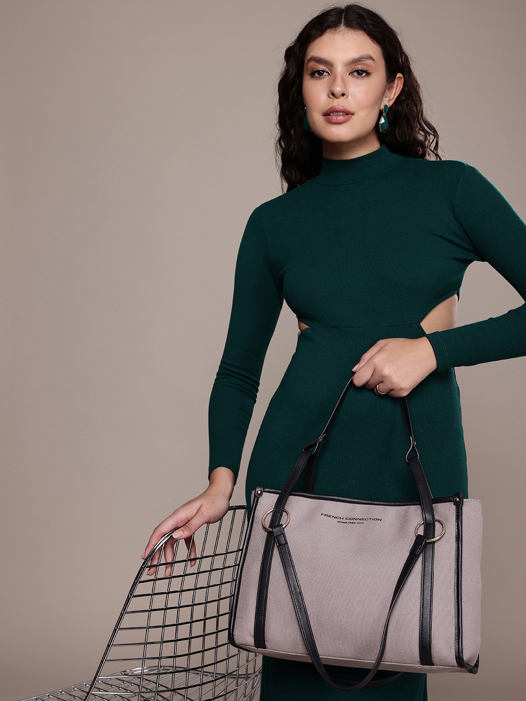 

French Connection Structured Shoulder Bag, Grey
