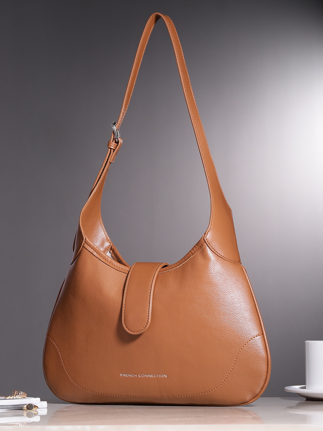 

French Connection Structured Hobo Bag, Brown