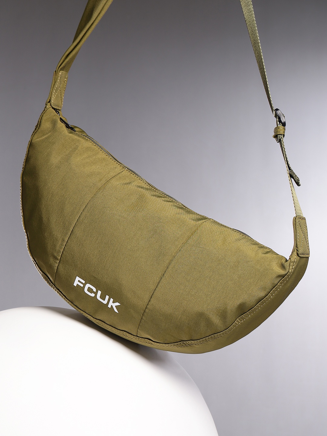 

French Connection Half Moon Shoulder Bag, Olive
