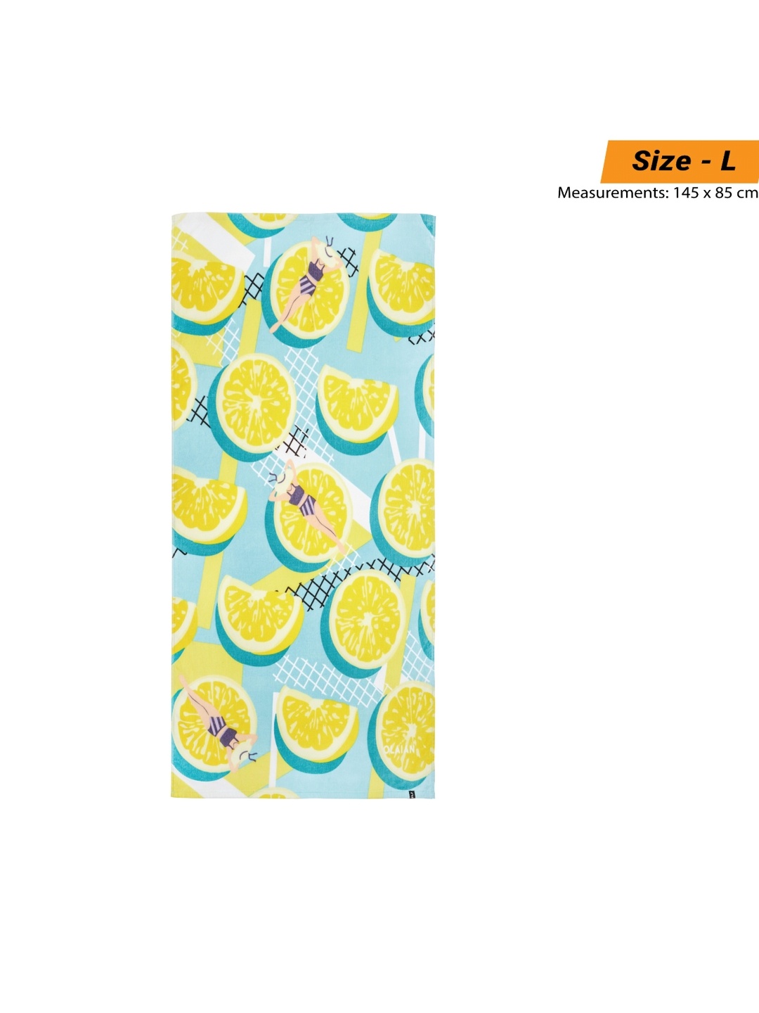 

OLAIAN By Decathlon Blue & Yellow Lemon Printed Cotton Beach Towel