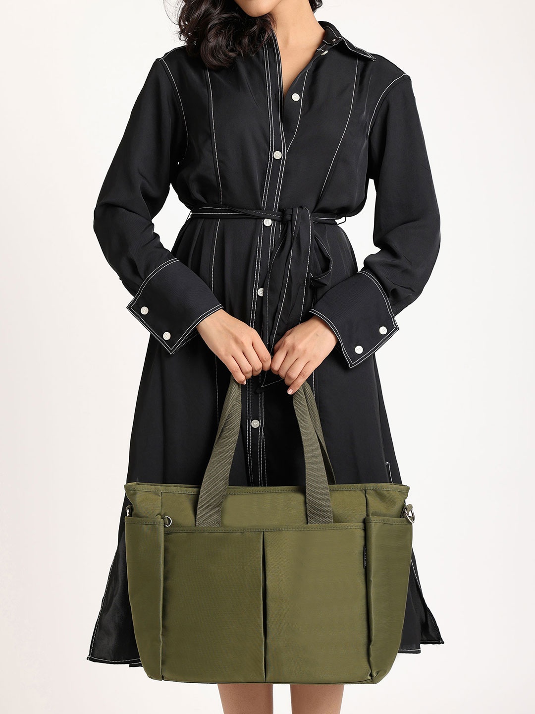 

Lino Perros Structured Tote Bag, Olive