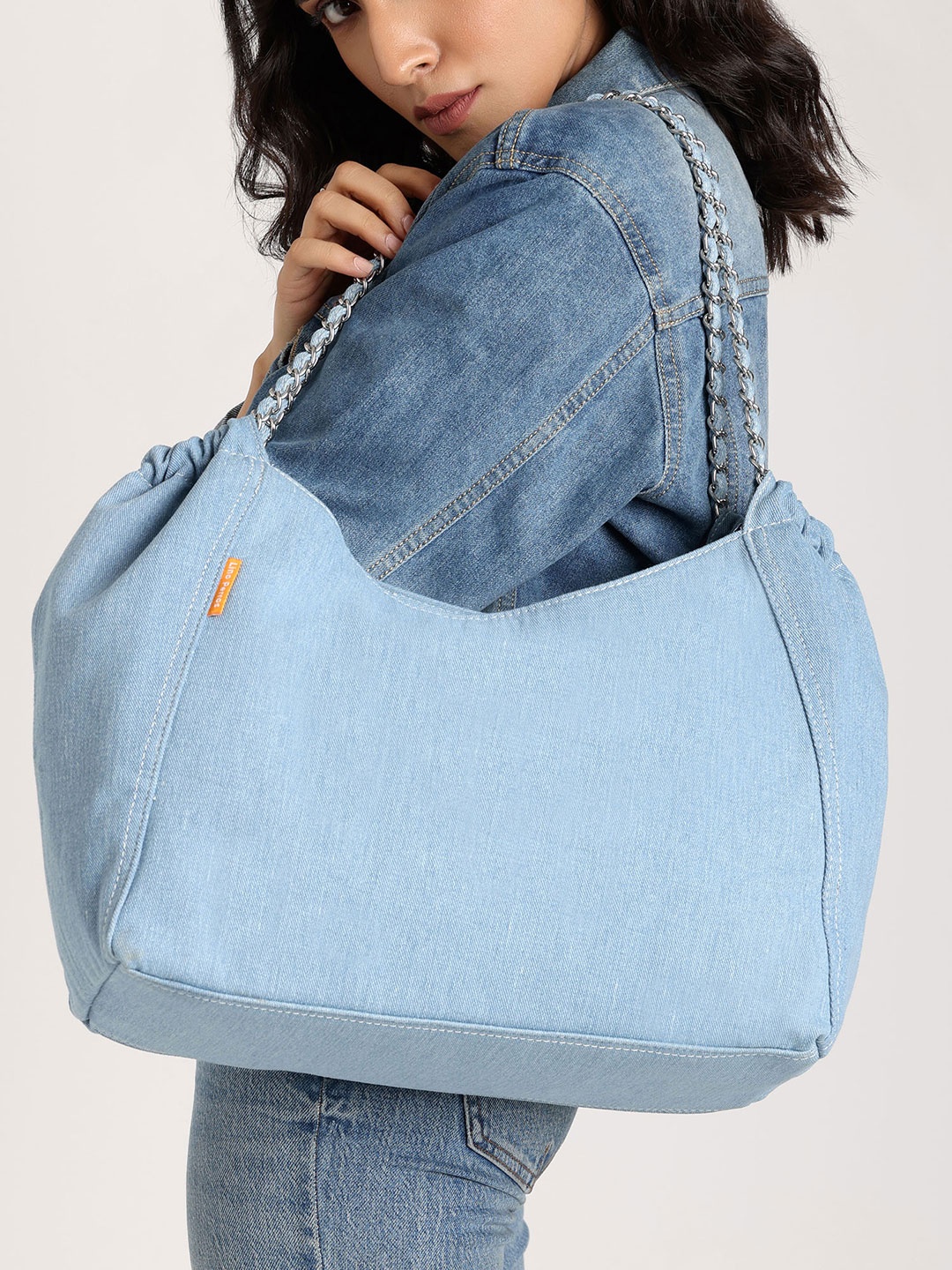 

Lino Perros Denim Structured Shoulder Bag, Blue
