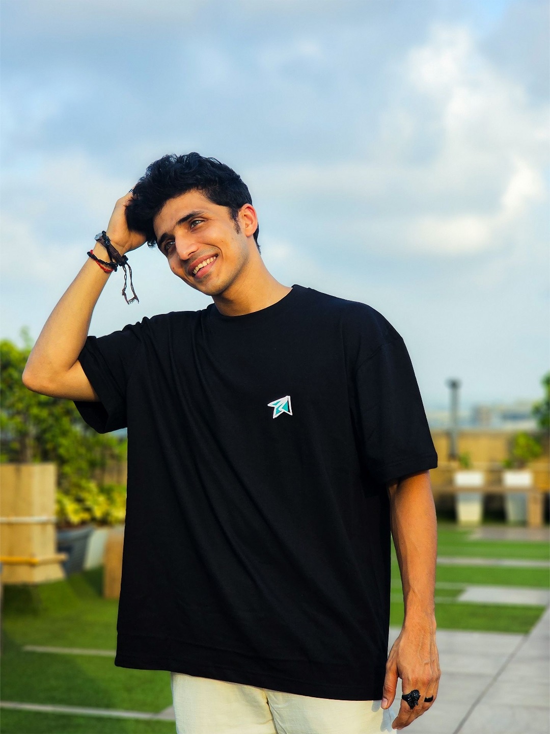 

Exhale Label The Sagar Unisex Cotton Typographic Oversized Fit T-shirt, Black
