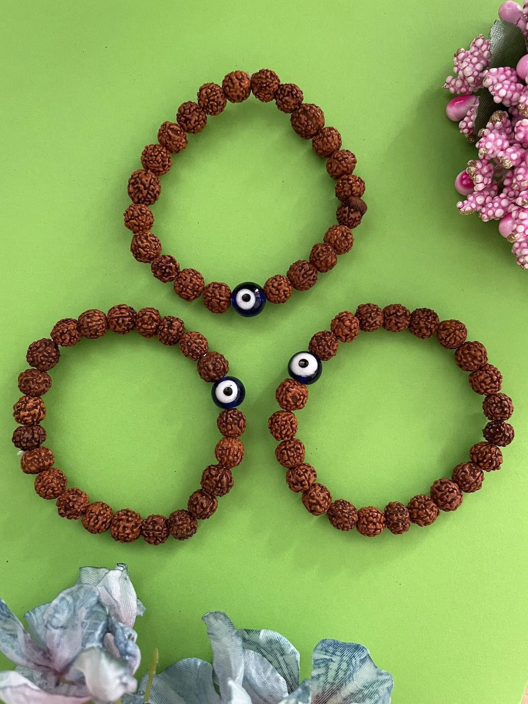 

Digital Dress Room Set of 3 Rudhraksh Thread Rakhis, Brown