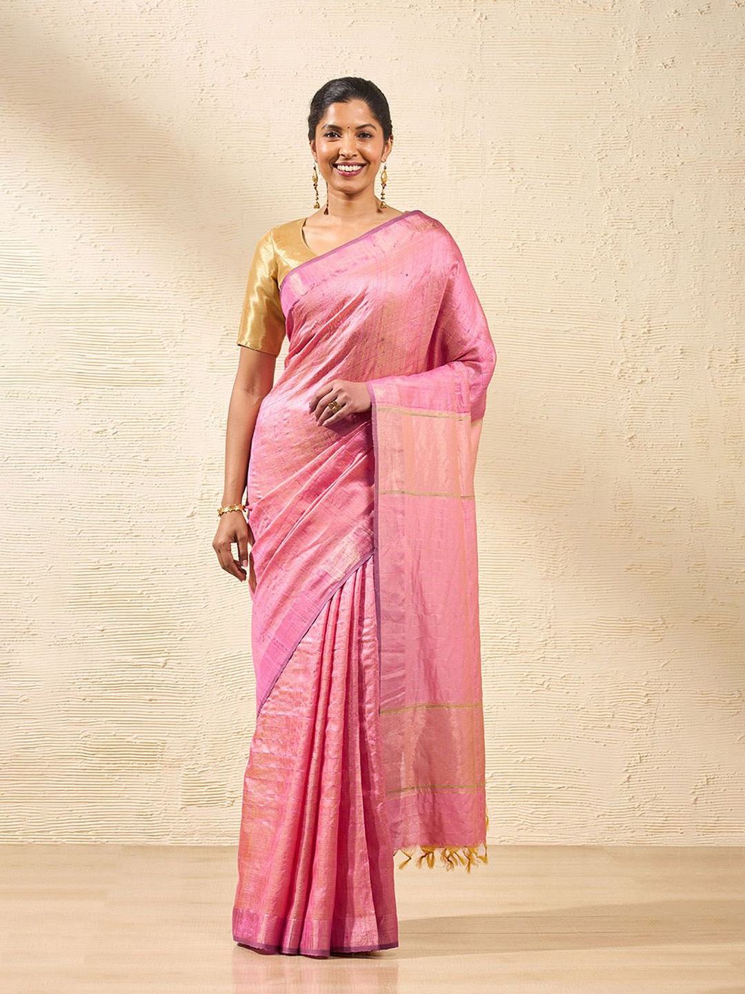 

Taneira Striped Zari Saree, Pink