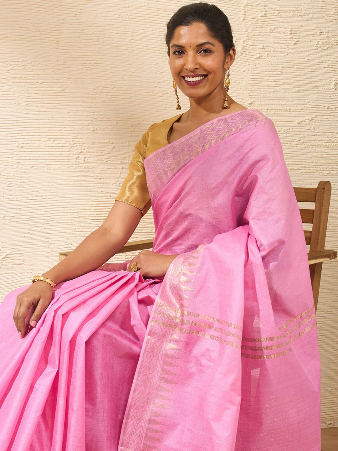 

Taneira Zari Tussar Saree With Blouse Piece, Pink